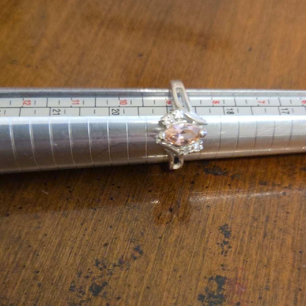 Source Unknown Silver Ring with Pink Gemstone